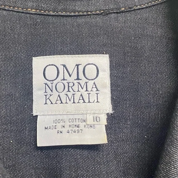 Vintage Omo Norma Kamali Women’s Dress Size 10 Dark Wash Denim Designer Luxury - Picture 6 of 14